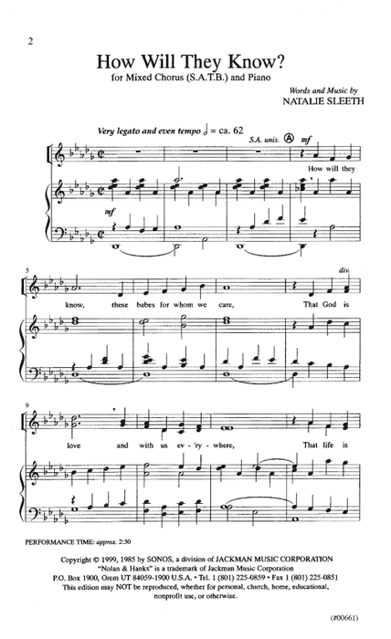 How Will They Know Satb | Sheet Music | Jackman Music
