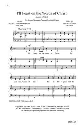 Ill Feast On The Words Of Christ Sa | Sheet Music | Jackman Music