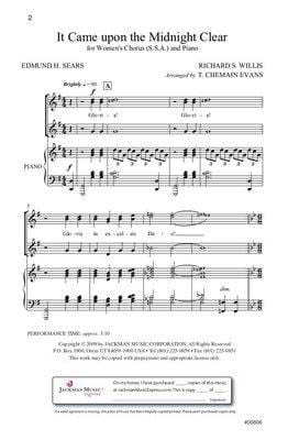 It Came Upon The Midnight Clear Ssa | Sheet Music | Jackman Music