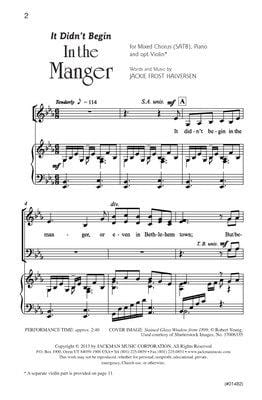It Didnt Begin In The Manger Satb Opt Violin | Sheet Music | Jackman Music
