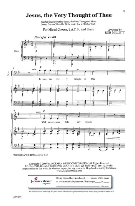 Jesus The Very Thought Of Thee Medley Satb | Sheet Music | Jackman Music
