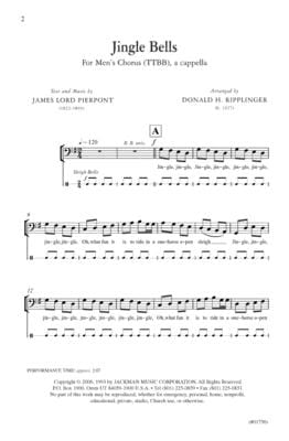Jingle Bells Ttbb A Cappella | Sheet Music | Jackman Music