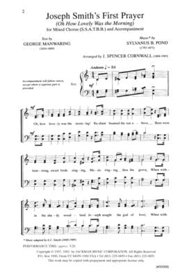Joseph Smiths First Prayer Ssatbb Cornwall | Sheet Music | Jackman Music