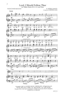 Lord I Would Follow Thee Ssaa | Sheet Music | Jackman Music