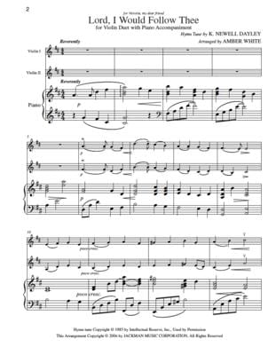 Lord I Would Follow Thee Violin Duet | Sheet Music | Jackman Music