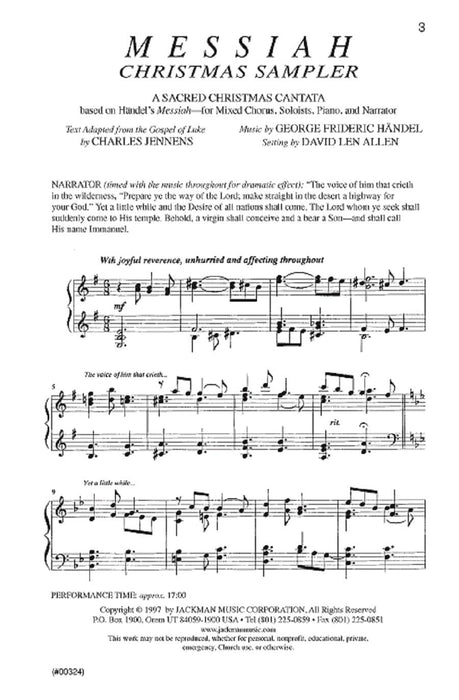 Messiah Christmas Sampler Cantata | Sheet Music | Jackman Music