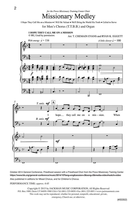 Missionary Medley Ttbb And Organ | Sheet Music | Jackman Music