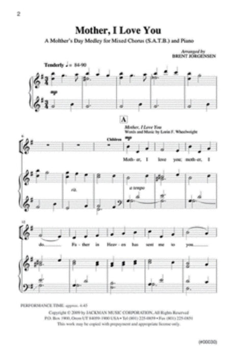 Mother I Love You Satb Childrens Voices | Sheet Music | Jackman Music