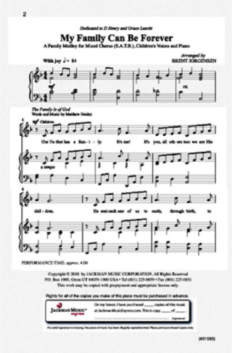 My Family Can Be Forever Medley Satb | Sheet Music | Jackman Music