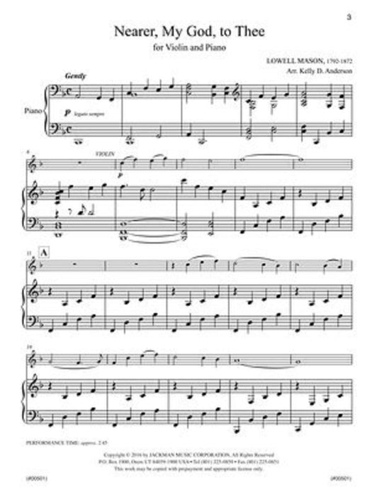 Nearer My God To Thee Violin Solo | Sheet Music | Jackman Music