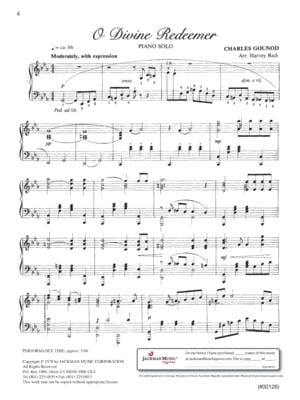 O Divine Redeemer Piano Solo | Sheet Music | Jackman Music