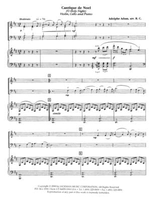 O Holy Night Cantique De Noel Violin Cello Piano | Sheet Music | Jackman Music