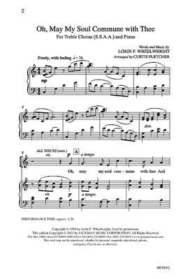 Oh May My Soul Commune With Thee Ssaa | Sheet Music | Jackman Music