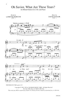 Oh Savior What Are These Tears Satb | Sheet Music | Jackman Music