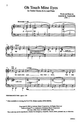 Oh Touch Mine Eyes Sa | Sheet Music | Jackman Music