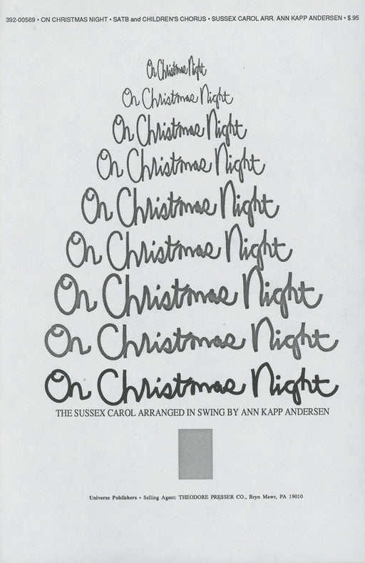 On Christmas Night (All Christians Sing) - SATB & Children | Sheet Music | Jackman Music