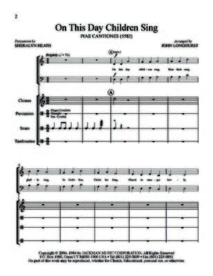 On This Day Children Sing Percussion Parts | Sheet Music | Jackman Music