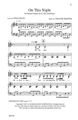 On This Night Satb Ryan Martin | Sheet Music | Jackman Music