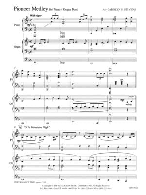 Pioneer Medley Piano Organ Duet | Sheet Music | Jackman Music
