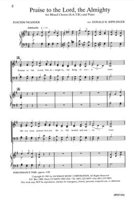 Praise To The Lord The Almighty Satb | Sheet Music | Jackman Music