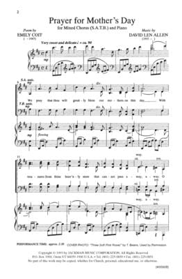 Prayer For Mothers Day Satb | Sheet Music | Jackman Music