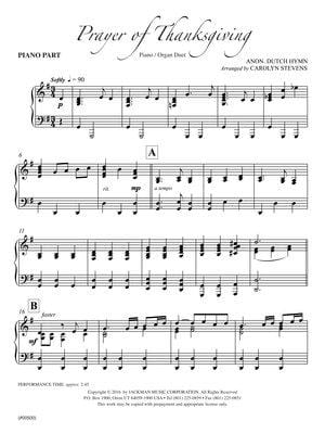 Prayer Of Thanksgiving Piano Organ Duet | Sheet Music | Jackman Music