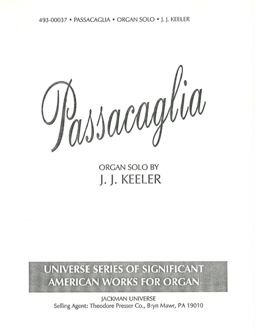 Passacaglia - Organ Solo | Sheet Music | Jackman Music