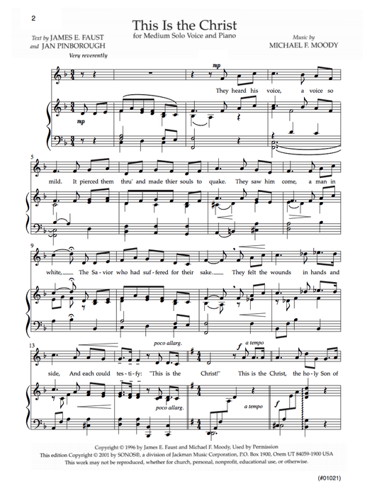 This Is the Christ - Vocal Solo Medium | Sheet Music | Jackman Music