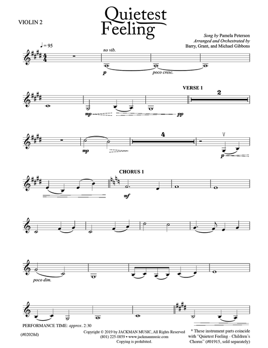 Quietest Feeling - Flute & Two Violins - Instrumental Parts | Sheet Music | Jackman Music