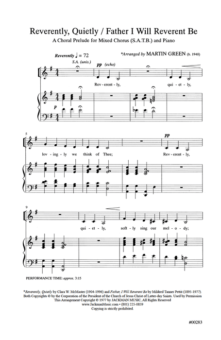 Reverently Quietly / Father I Will Reverently Be - Medley - SATB pg. 2 | Sheet Music | Jackman Music