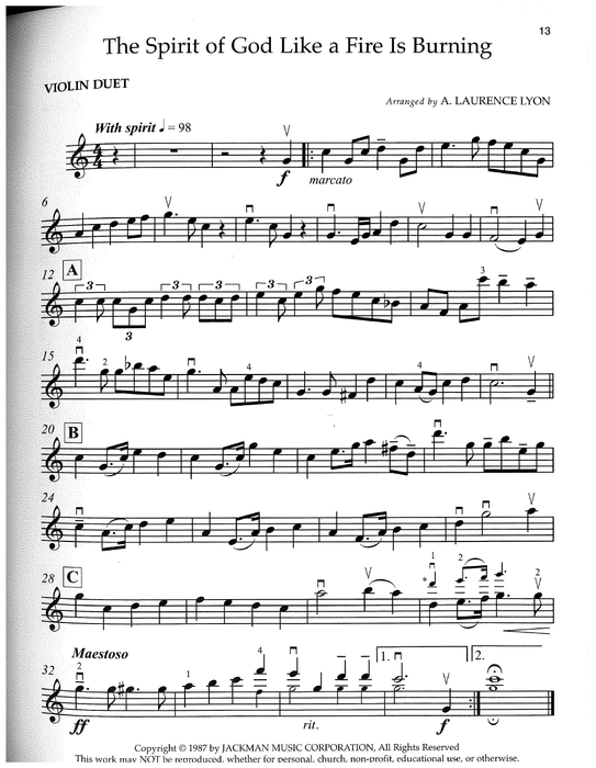 Celebration of Hymns - Violin | Sheet Music | Jackman Music