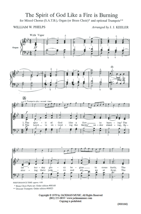 The Spirit of God Like a Fire is Burning - SATB Sample 1 | Sheet Music | Jackman Music