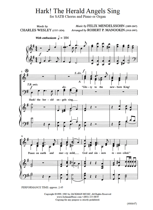 Hark the Herald Angels Sing - SATB pg 2 | Sheet Music | Jackman Music