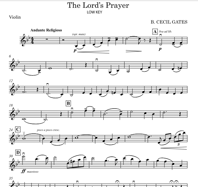 The Lord's Prayer - Vocal Solo Low (Digital Download)