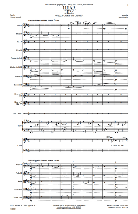 Hear Him - Orchestration: Score and Parts - Murphy pg. 1 | Sheet Music | Jackman Music