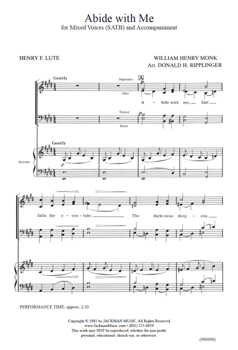Abide with Me - SATB - Ripplinger pg. 2 | Sheet Music | Jackman Music