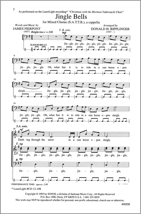 Jingle Bells - SATTB | Sheet Music | Jackman Music