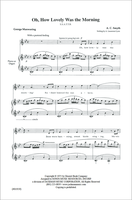 Oh How Lovely Was The Morning Ssattb | Sheet Music | Jackman Music
