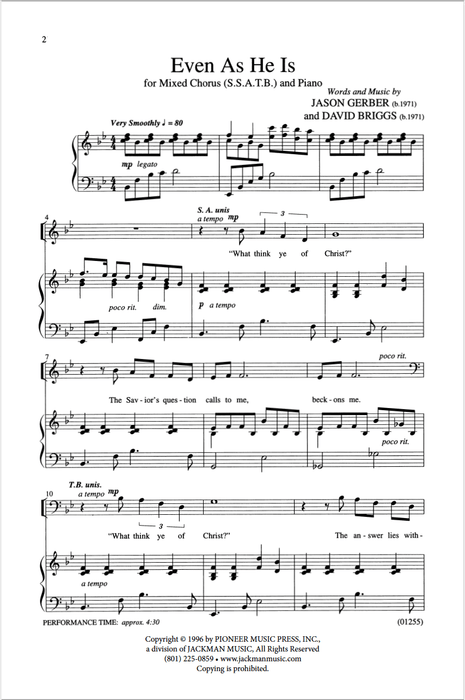 Even As He Is Satb | Sheet Music | Jackman Music