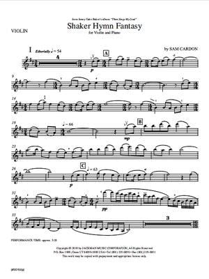 Shaker Hymn Fantasy Advanced Violin Solo | Sheet Music | Jackman Music