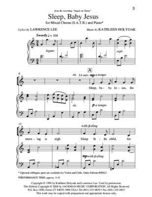 Sleep Baby Jesus Satb | Sheet Music | Jackman Music