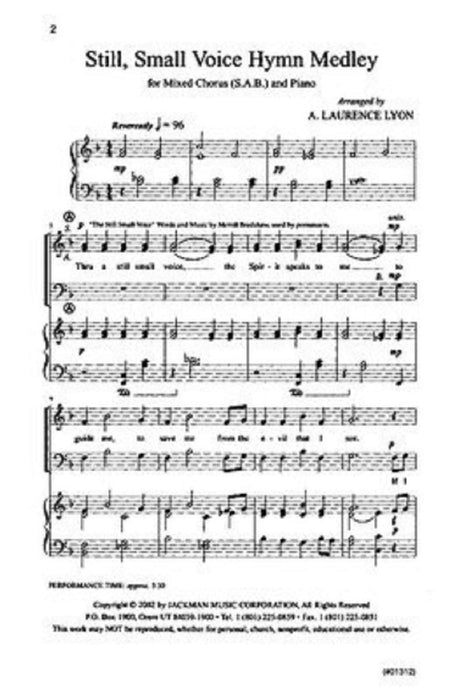 Still Small Voice Hymn Medley Sab | Sheet Music | Jackman Music