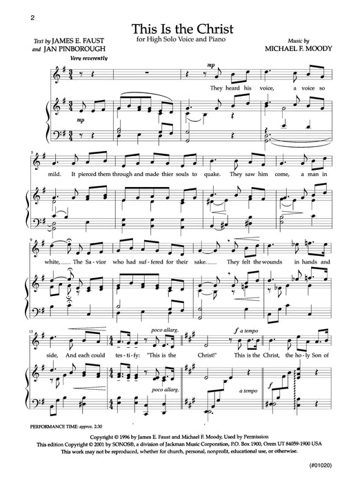 This Is the Christ - Vocal Solo High | Sheet Music | Jackman Music