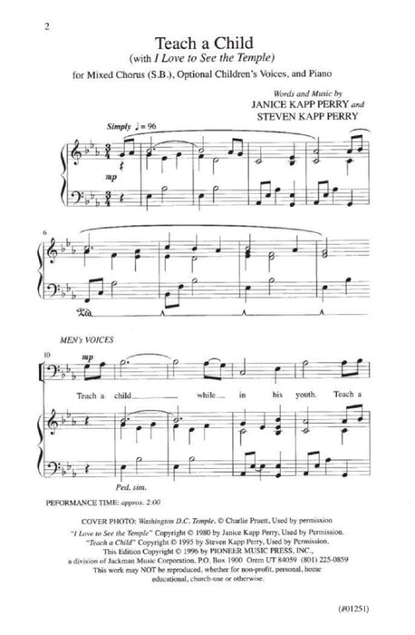 Teach A Child I Love To See The Temple Sb | Sheet Music | Jackman Music