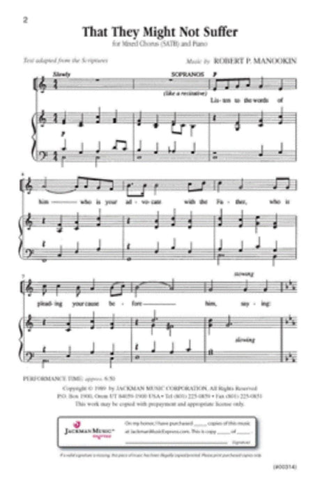 That They Might Not Suffer Satb | Sheet Music | Jackman Music