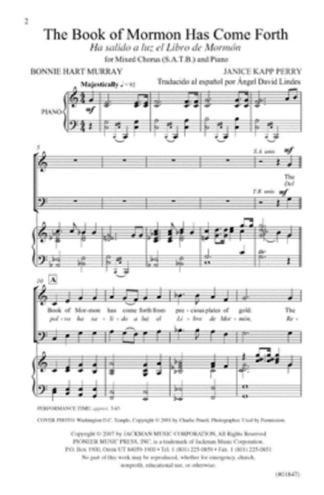 The Book Of Mormon Has Come Forth Satb | Sheet Music | Jackman Music