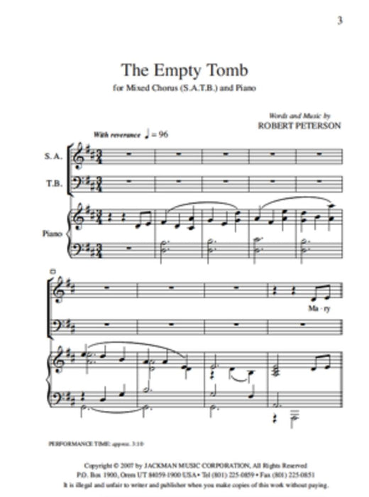 The Empty Tomb Satb | Sheet Music | Jackman Music