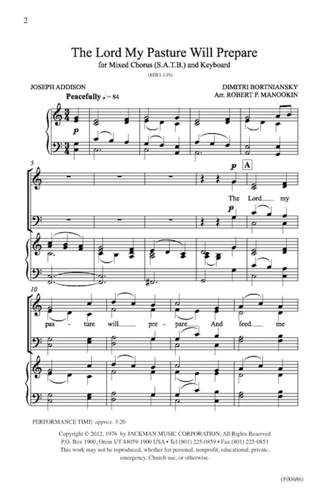 The Lord My Pasture Will Prepare Satb | Sheet Music | Jackman Music