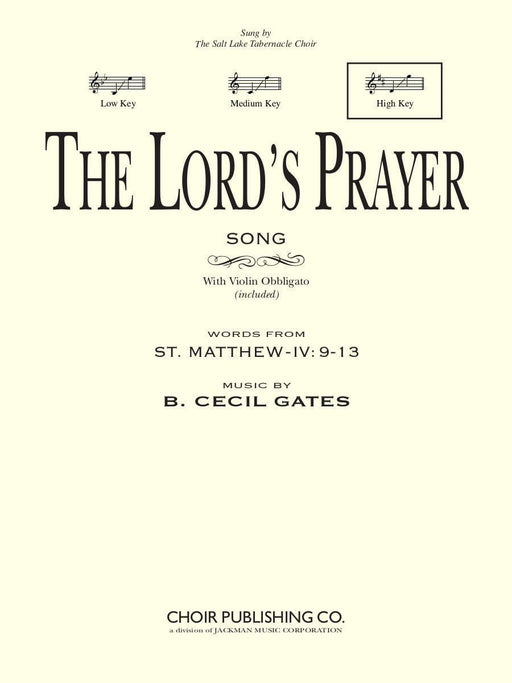 The Lord's Prayer - Vocal Solo High | Sheet Music | Jackman Music