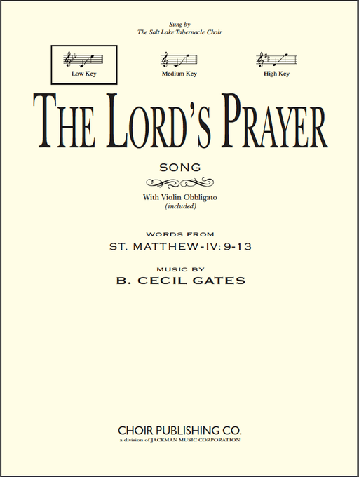 The Lord's Prayer - Vocal Solo Low (Digital Download) | Sheet Music | Jackman Music